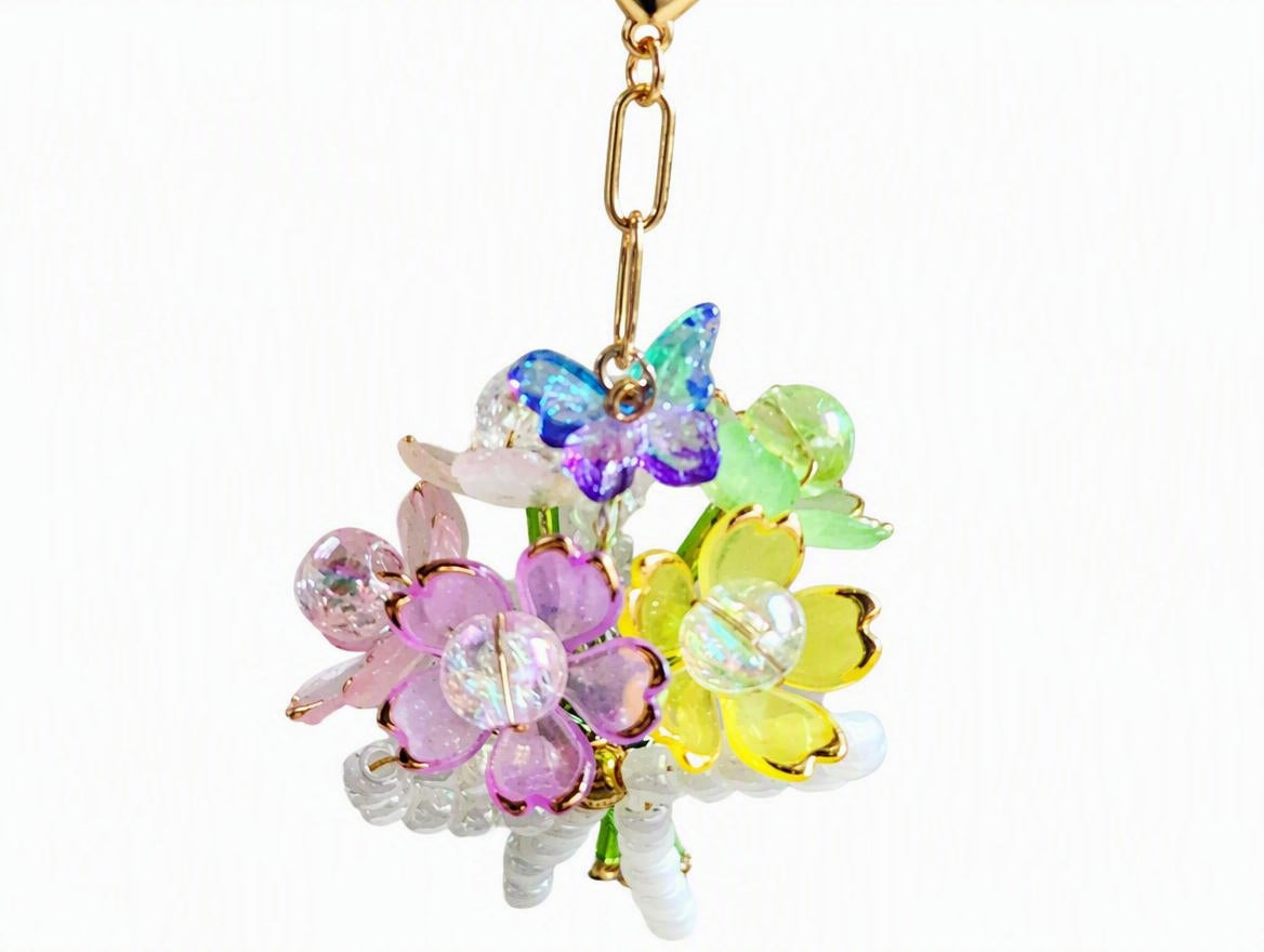 Handmade Beaded Flower Keychain