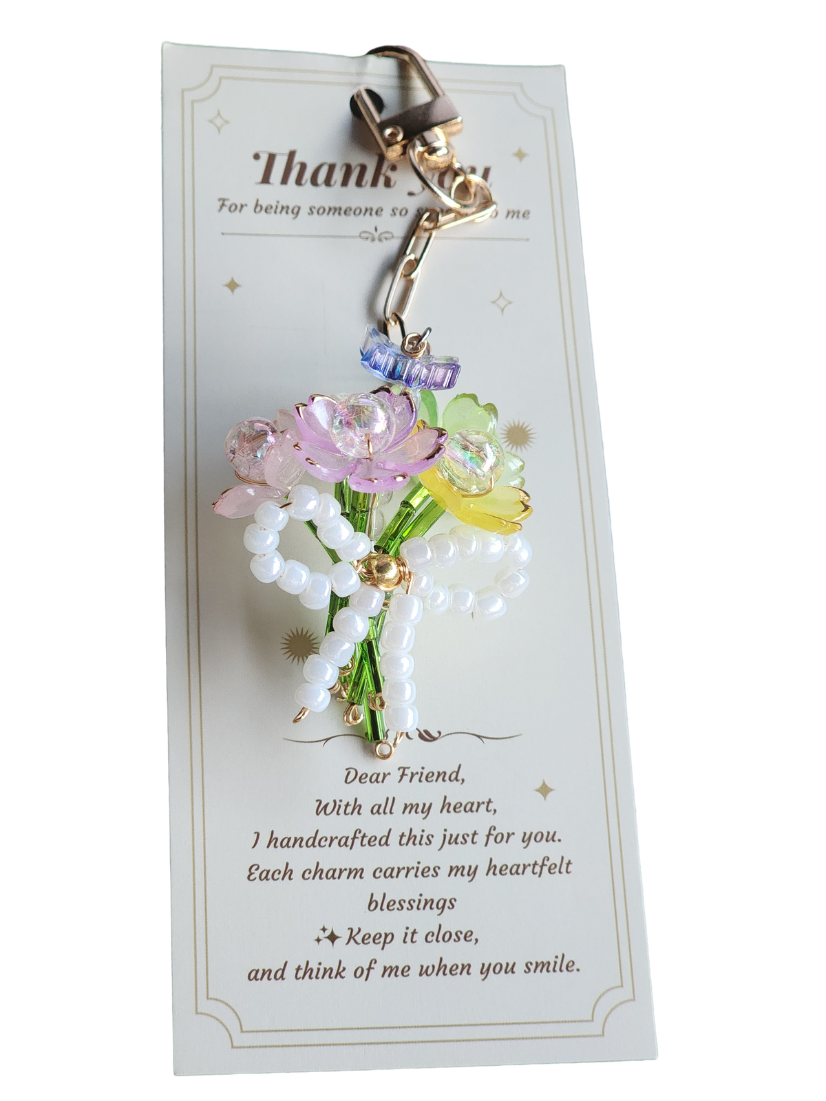 Handmade Beaded Flower Keychain