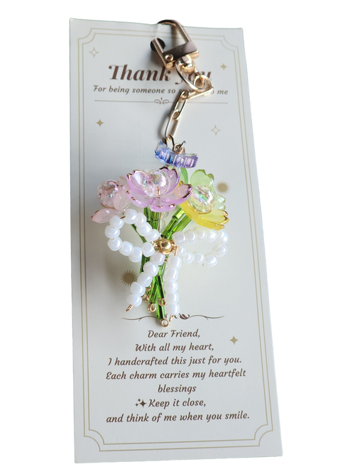 Handmade Beaded Flower Keychain